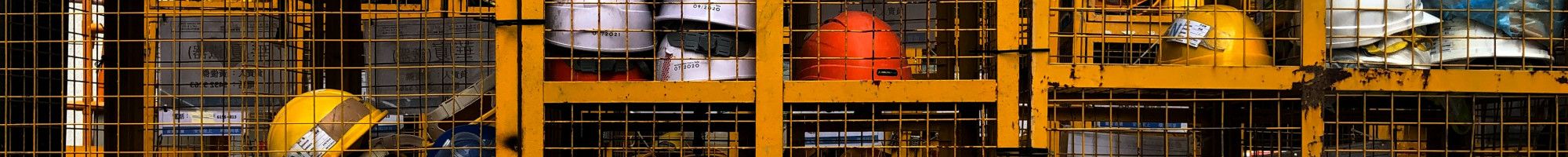 safety equipment in a mesh cage